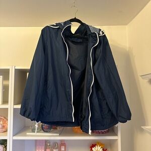 Navy Blue Hooded Windbreaker Jacket